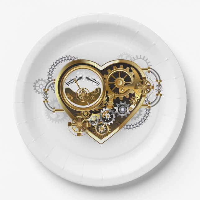 Steampunk Heart with a Manometer Paper Plate (Front)