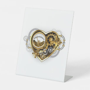 Steampunk Heart with a Manometer Pedestal Sign