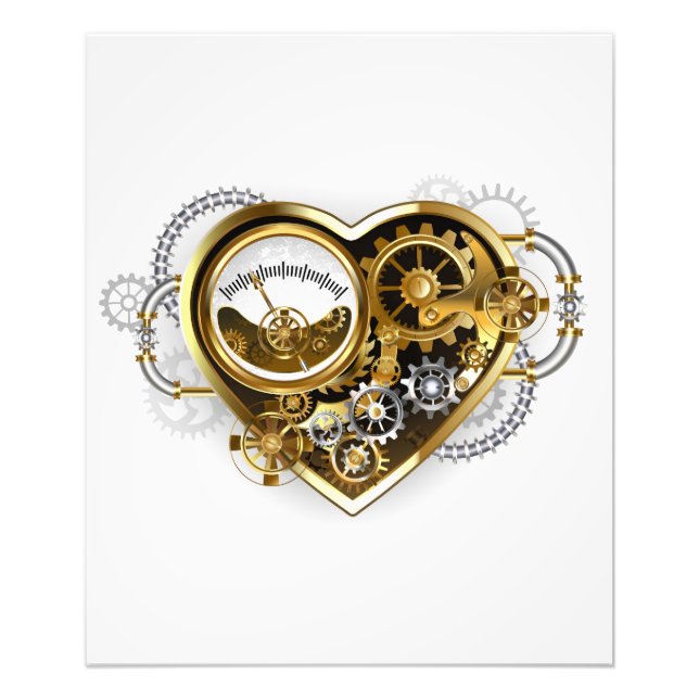 Steampunk Heart with a Manometer Photo Print (Front)