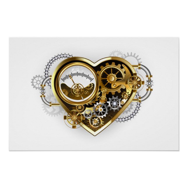 Steampunk Heart with a Manometer Poster (Front)