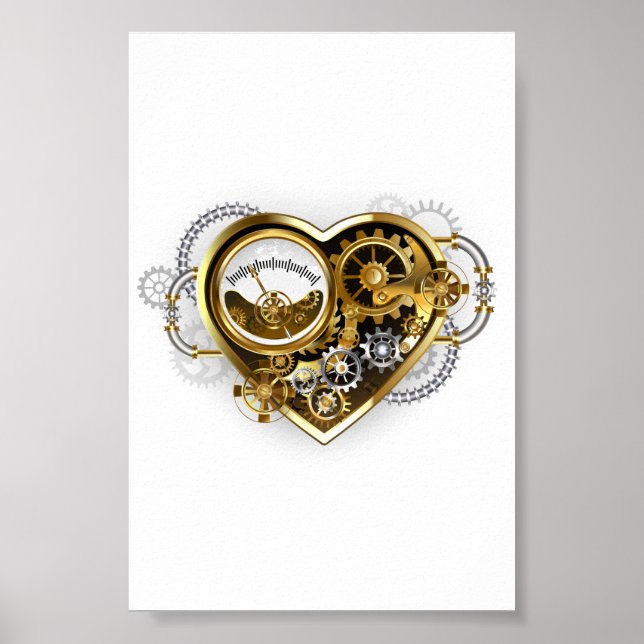 Steampunk Heart with a Manometer Poster (Front)