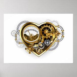 Steampunk Heart with a Manometer Poster