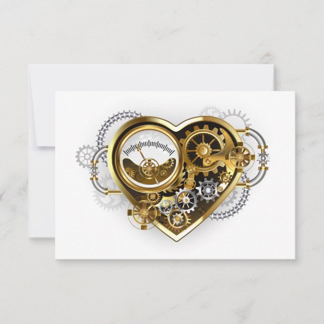 Steampunk Heart with a Manometer RSVP Card (Front)