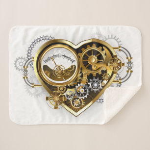 Steampunk Heart with a Manometer Sherpa Blanket