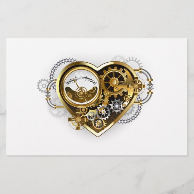 Steampunk Heart with a Manometer Stationery (Front)