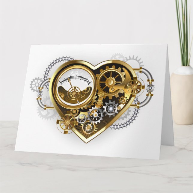 Steampunk Heart with a Manometer Thank You Card (Front)