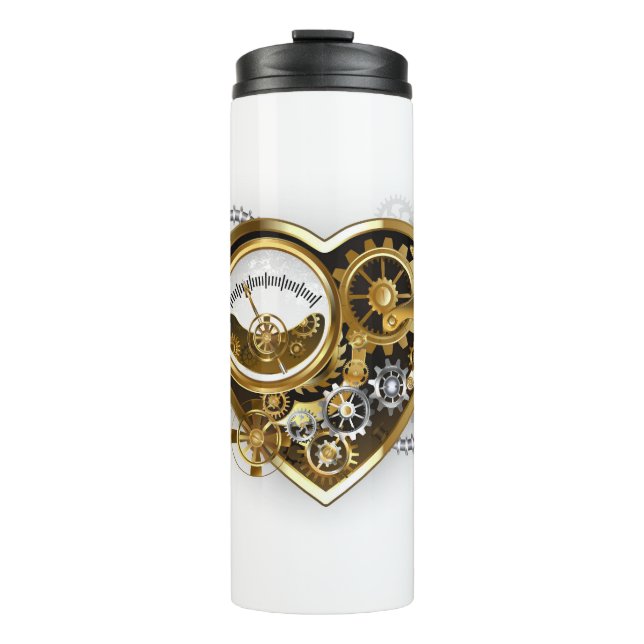 Steampunk Heart with a Manometer Thermal Tumbler (Front)