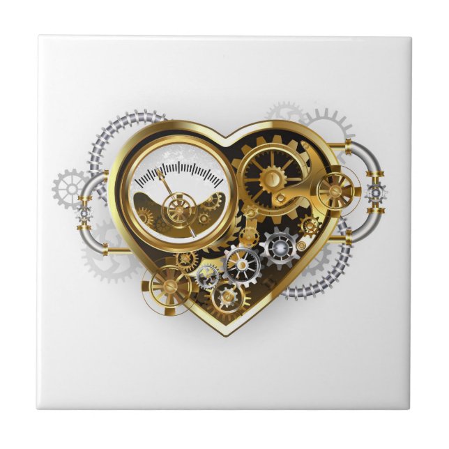 Steampunk Heart with a Manometer Tile (Front)