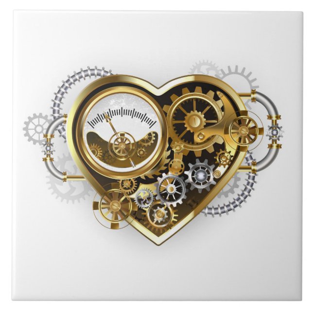 Steampunk Heart with a Manometer Tile (Front)