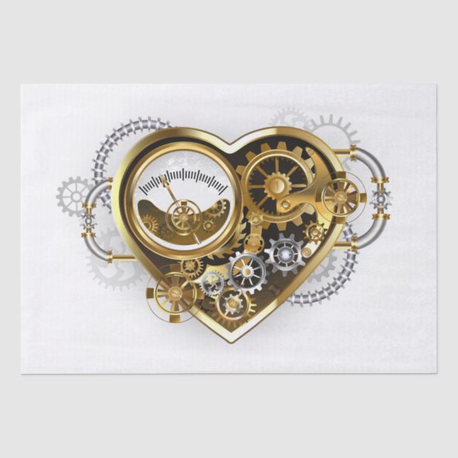 Steampunk Heart with a Manometer Tissue Paper (Front)
