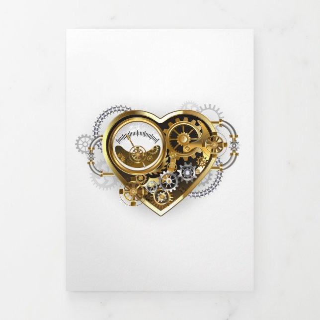 Steampunk Heart with a Manometer Tri-Fold Announcement (Cover)
