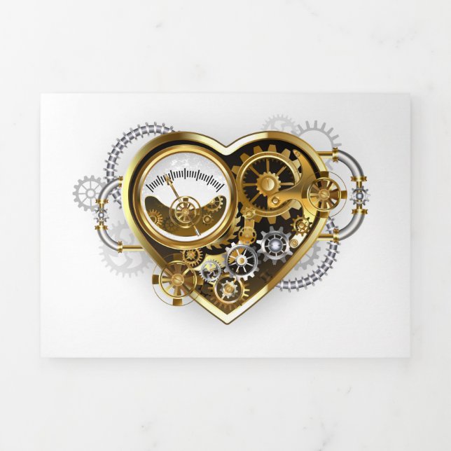 Steampunk Heart with a Manometer Tri-Fold Invitation (Cover)