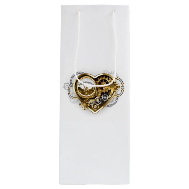 Steampunk Heart with a Manometer Wine Gift Bag (Front)