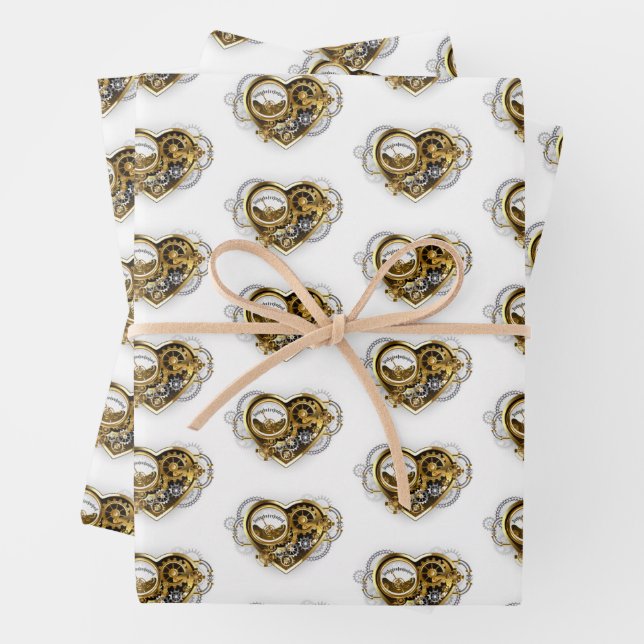 Steampunk Heart with a Manometer Wrapping Paper Sheet (In situ)