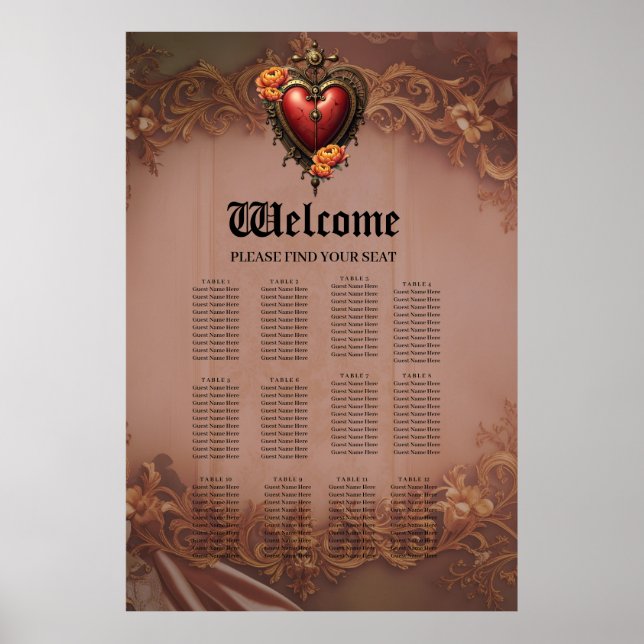 Steampunk Heart with Flowers Poster (Front)