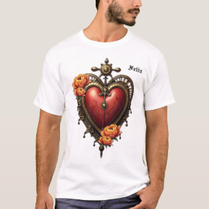 Steampunk Heart with Flowers. T-Shirt