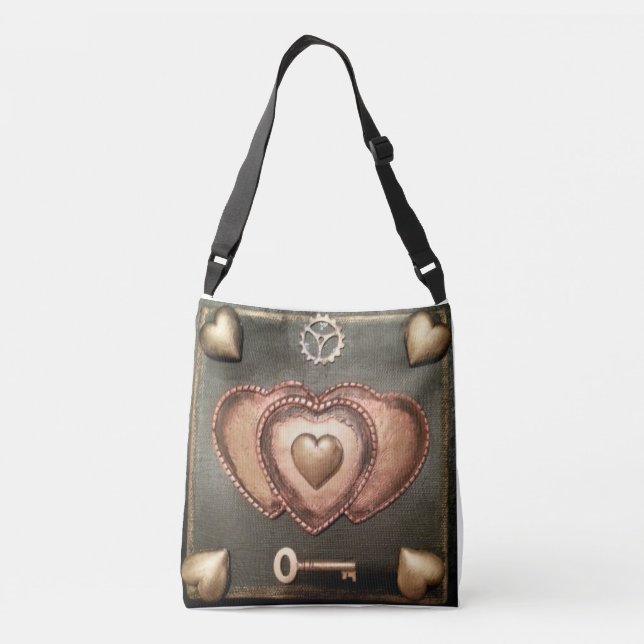 Steampunk Hearts Crossbody Bag (Back)