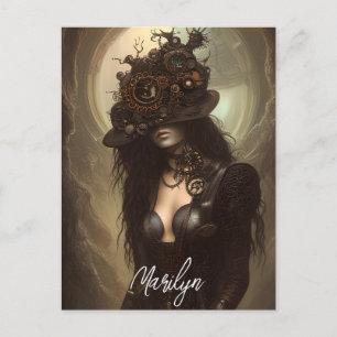 Steampunk Hide Your Eyes Original Artwork   Postcard