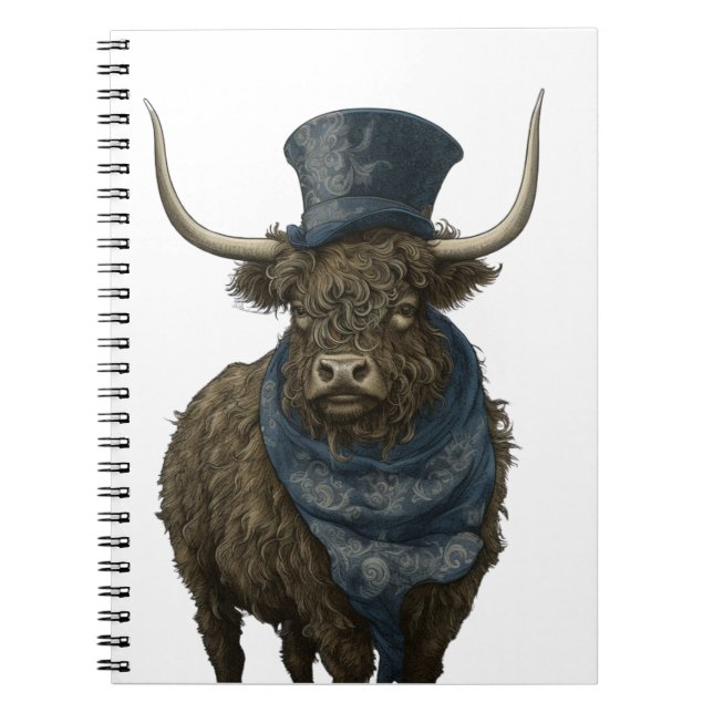 Steampunk Highland Cow  Notebook (Front)