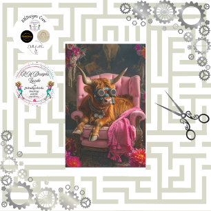 Steampunk Highland in Pink Armchair Decoupage  Tissue Paper