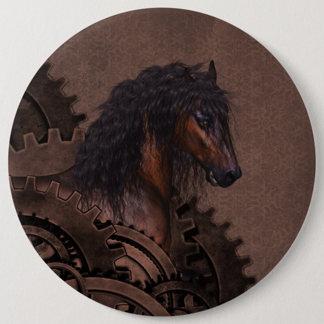 Steampunk Horse 6 Cm Round Badge (Front)