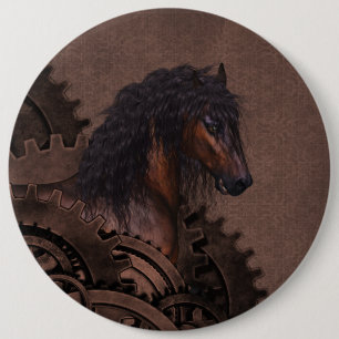 Steampunk Horse 6 Cm Round Badge