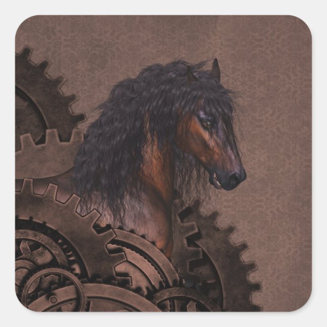 Steampunk Horse Square Sticker (Front)