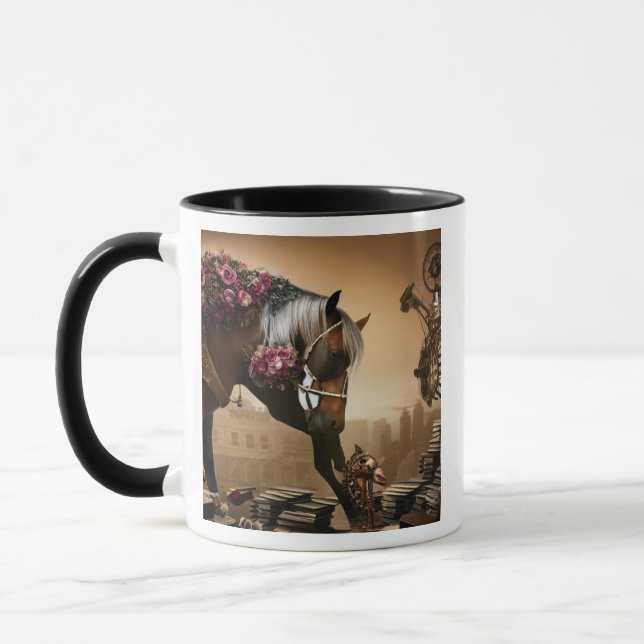 Steampunk horse with roses Mug (Left)