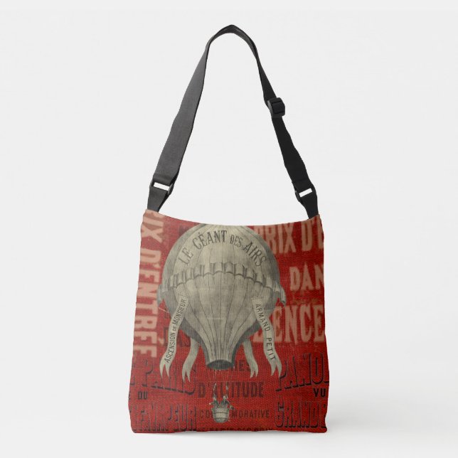 Steampunk Hot Air Ballon Ride Graphic Fonts Crossbody Bag (Front)