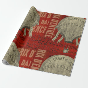 Steampunk Hot Air Ballon Ride Graphic Fonts Wrapping Paper