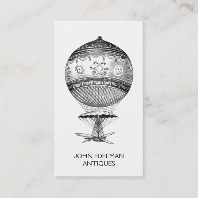 Steampunk Hot Air Balloon Antiques Dealer Business Card (Front)
