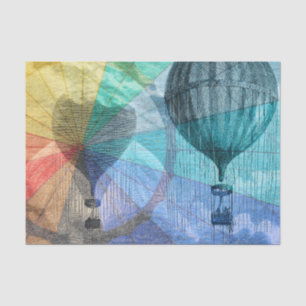 Steampunk Hot Air Balloon Collage Tissue Paper