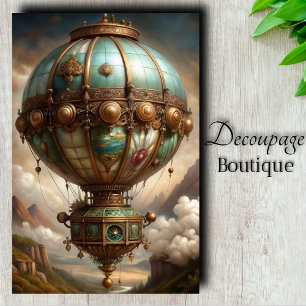 Steampunk Hot Air Balloon Decoupage Tissue Paper