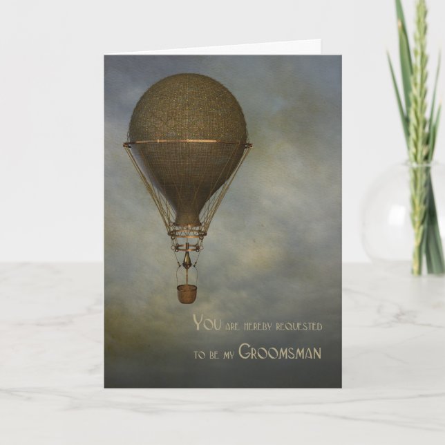 Steampunk, Hot Air Balloon, Groomsman Invitation (Front)