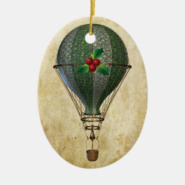 Steampunk Hot Air Balloon Personalised Ornament (Front)