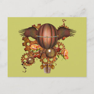 Steampunk Hot Air Balloon Postcard