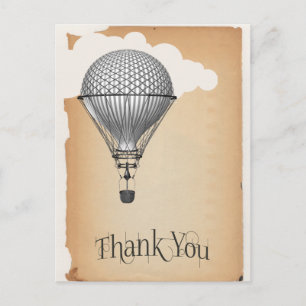 Steampunk Hot Air Balloon Thank You Postcard