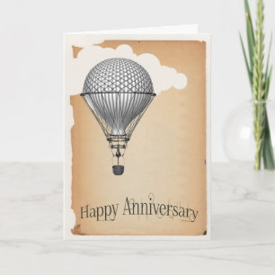 Steampunk Hot Air Balloon Wedding Anniversary Card