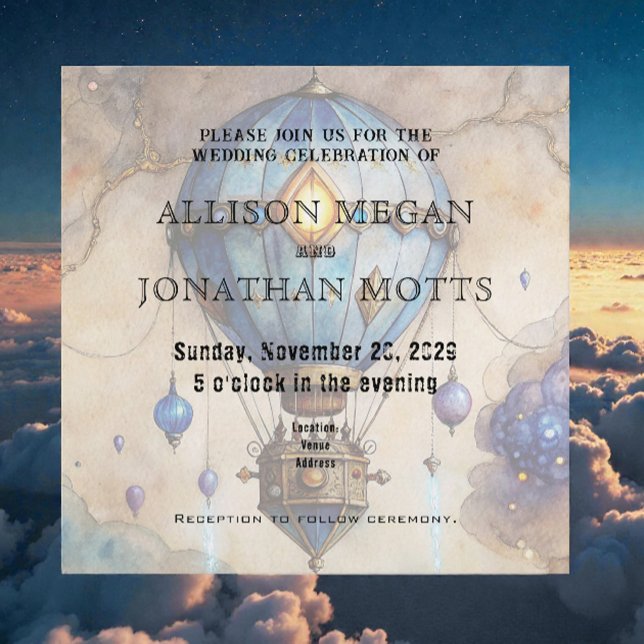 Steampunk Hot Air Balloon Wedding Invitation (Creator Uploaded)