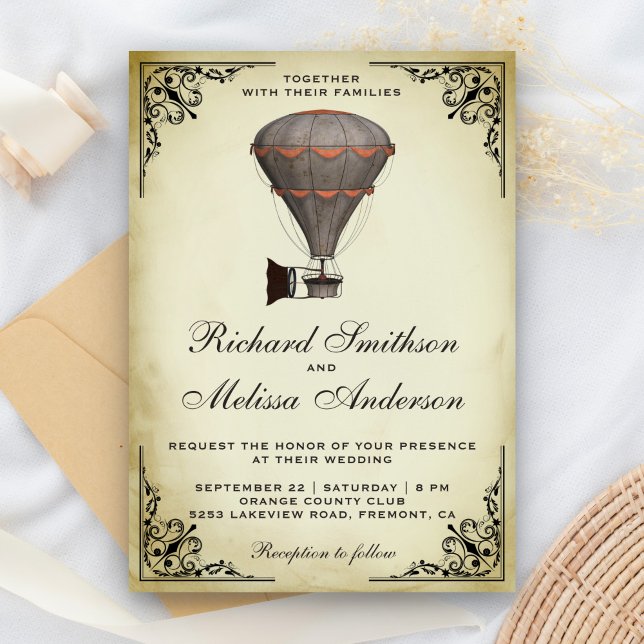 Steampunk Hot Air Balloon Wedding Invitation (Creator Uploaded)
