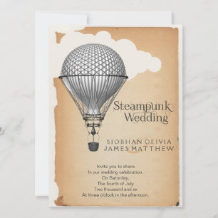 Steampunk Hot Air Balloon Wedding Invitation