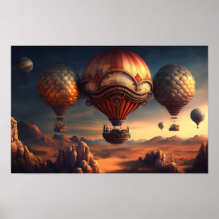 Steampunk Hot Air Balloons Poster