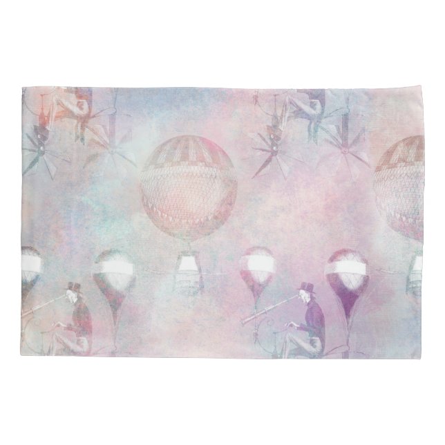 Steampunk Hot Air Balloons | Vintage Feminine Pillowcase (Back)
