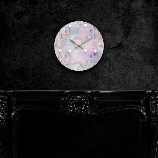 Steampunk Hot Air Balloons | Vintage Feminine Round Clock (Creator Uploaded)