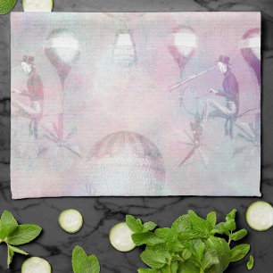 Steampunk Hot Air Balloons   Vintage Feminine Tea Towel