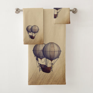 Steampunk Hot Air Balloons with Ship Bath Towel Set