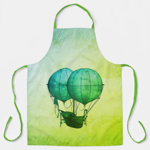 Steampunk Hot Air Balloons with Ship Green Apron