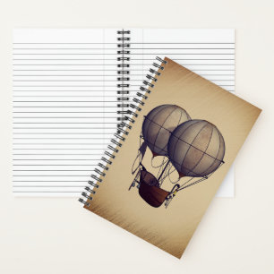 Steampunk Hot Air Balloons with Ship Notebook