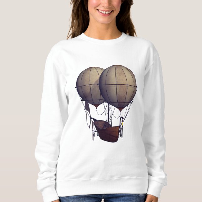 Steampunk Hot Air Balloons with Ship  Sweatshirt (Front)