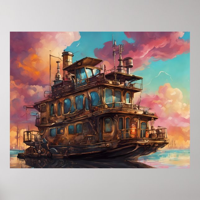 Steampunk Houseboat Poster (Front)